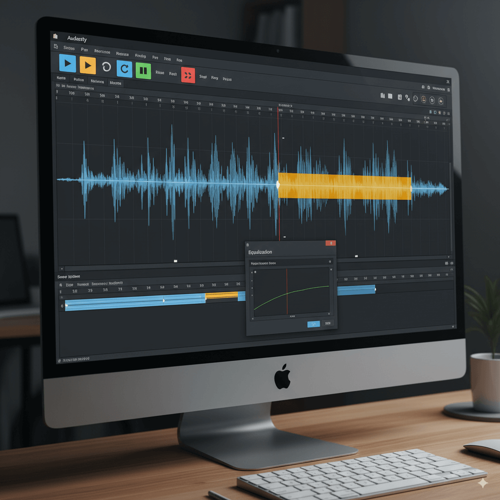 A screenshot of the Audacity interface showing an audio waveform being edited.